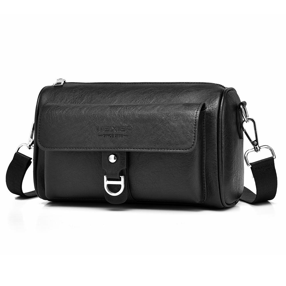 WEIXIER Men's Leather Crossbody Shoulder Bag Classic Waterproof Briefcase Messenger Satchel Travel Bag