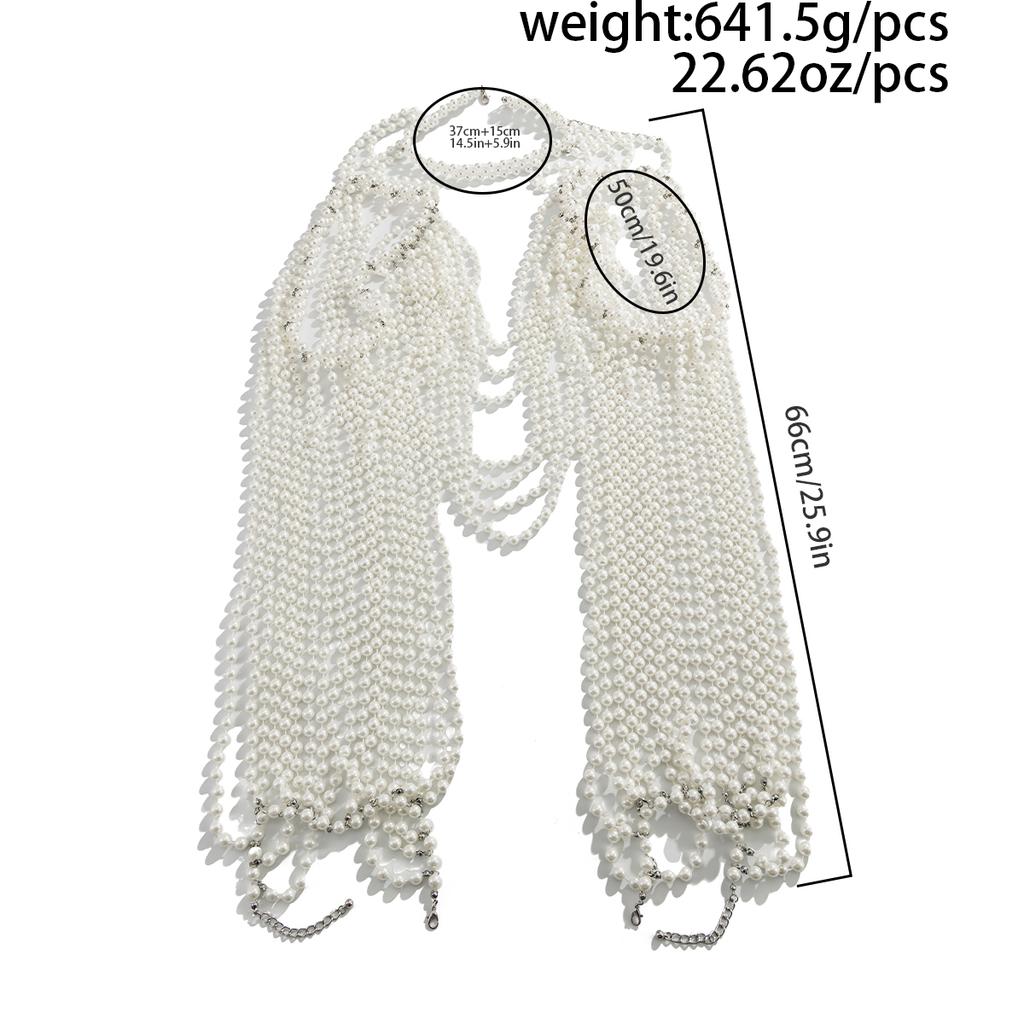 Salircon New Sexy Bridal Tassel Imitation Pearl Shoulder Chain Necklace for Women Elegant Shawl Wedding Jewelry Accessories
