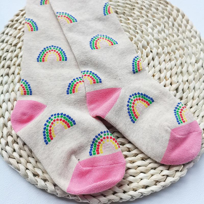 1 ks Nové Jarní Dívčí Kreslené Duhové Punčocháče Dětské Punčochy Podzimní Oblečení pro Holčičky Punčocháče pro Dívky Pruhované Punčocháče