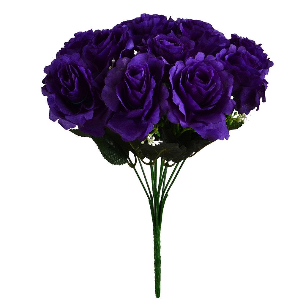 

12 Heads Artificial Silk Flowers Bouquet Roses Bunch Wedding Home Party