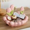 Yousheng Ceramic Tulip Key Dish Pink Flowers Jewelry Dish Decorative Desktop Organizer for Jewelry Watch Entryway Bedroom Dresser