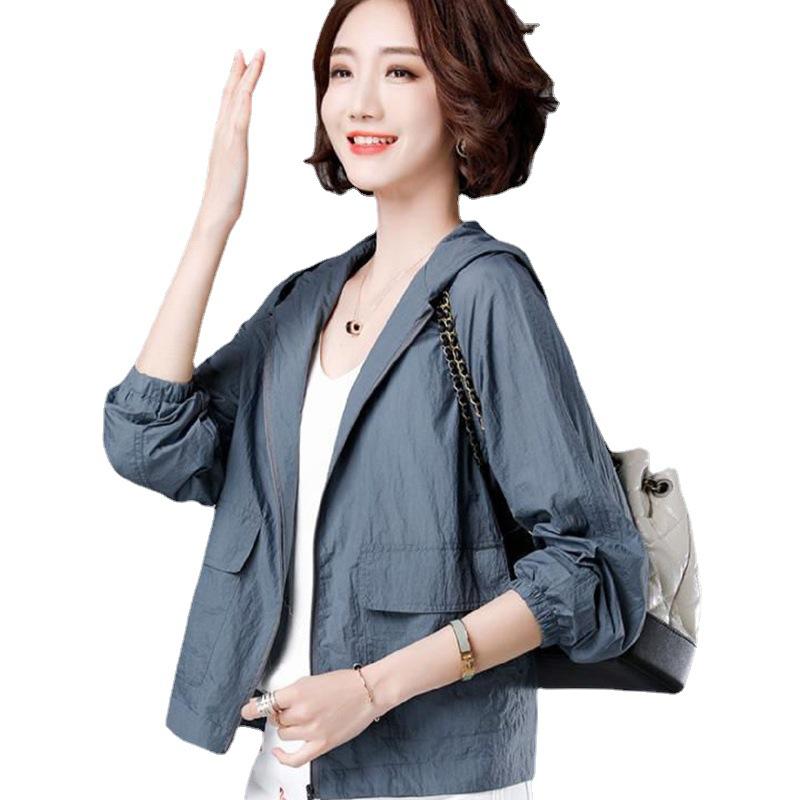 MAITA Sommer Damen Jacke Dünn Mantel Lässig Langarm Kapuzenjacke Weibliche Windjacke Sonnenschutzjacke Outwear