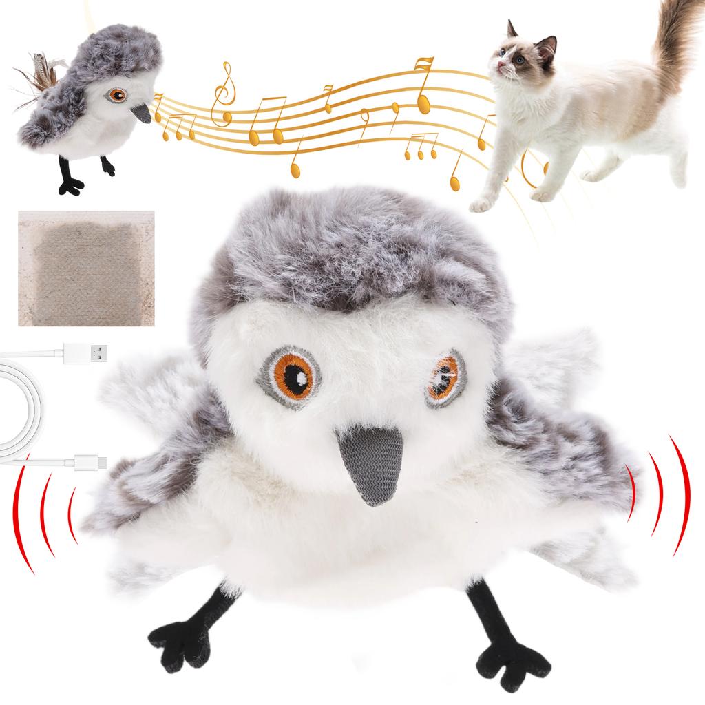 Flapping Sandpiper Cat Toy Interactive Electric Fluttering Sparrow Realistic Bird Flying Toys Engaging Pet Play Accessory