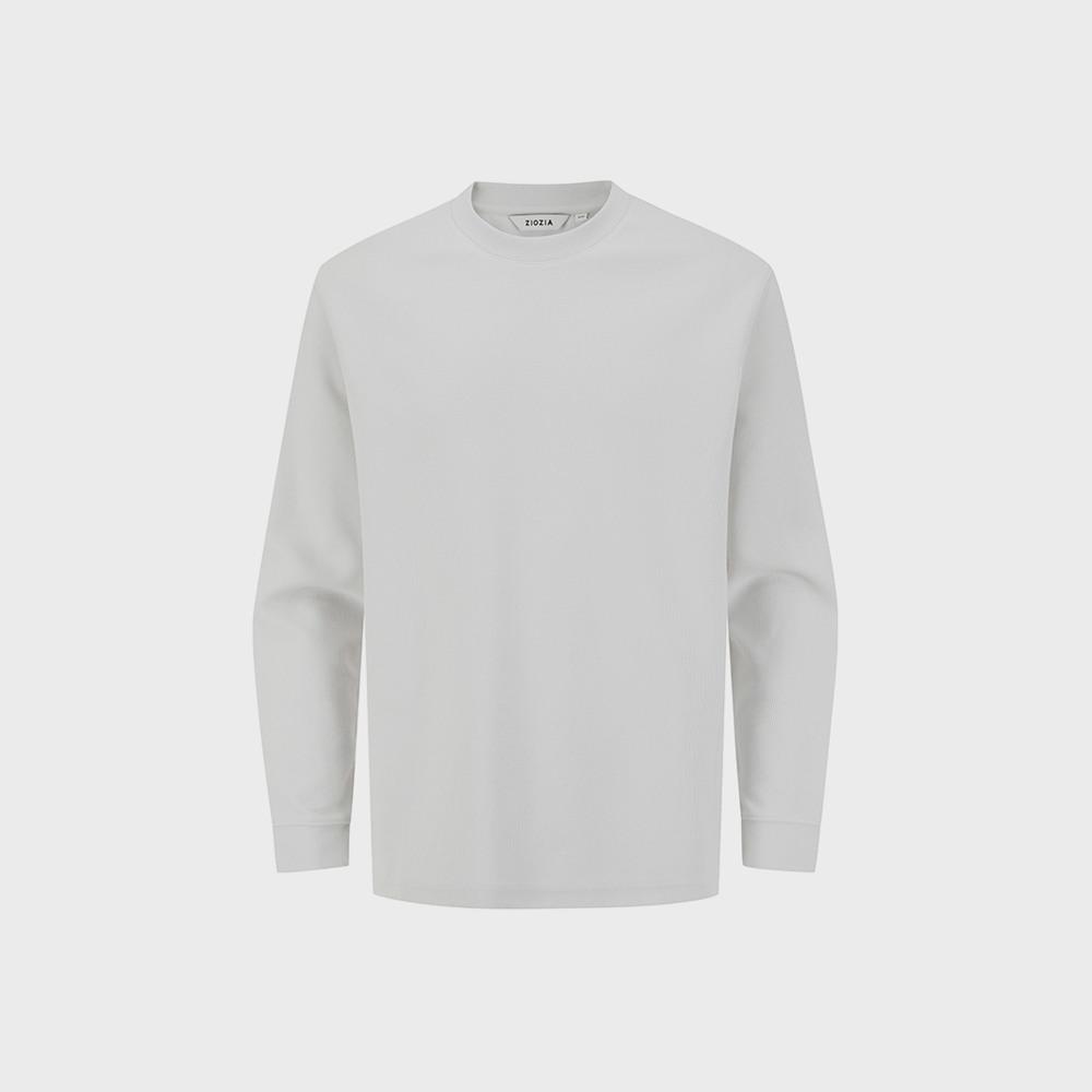 ZIOZIA Men'S) Textured Round Long Sleeve Tee_Abf2Tr1002Iv