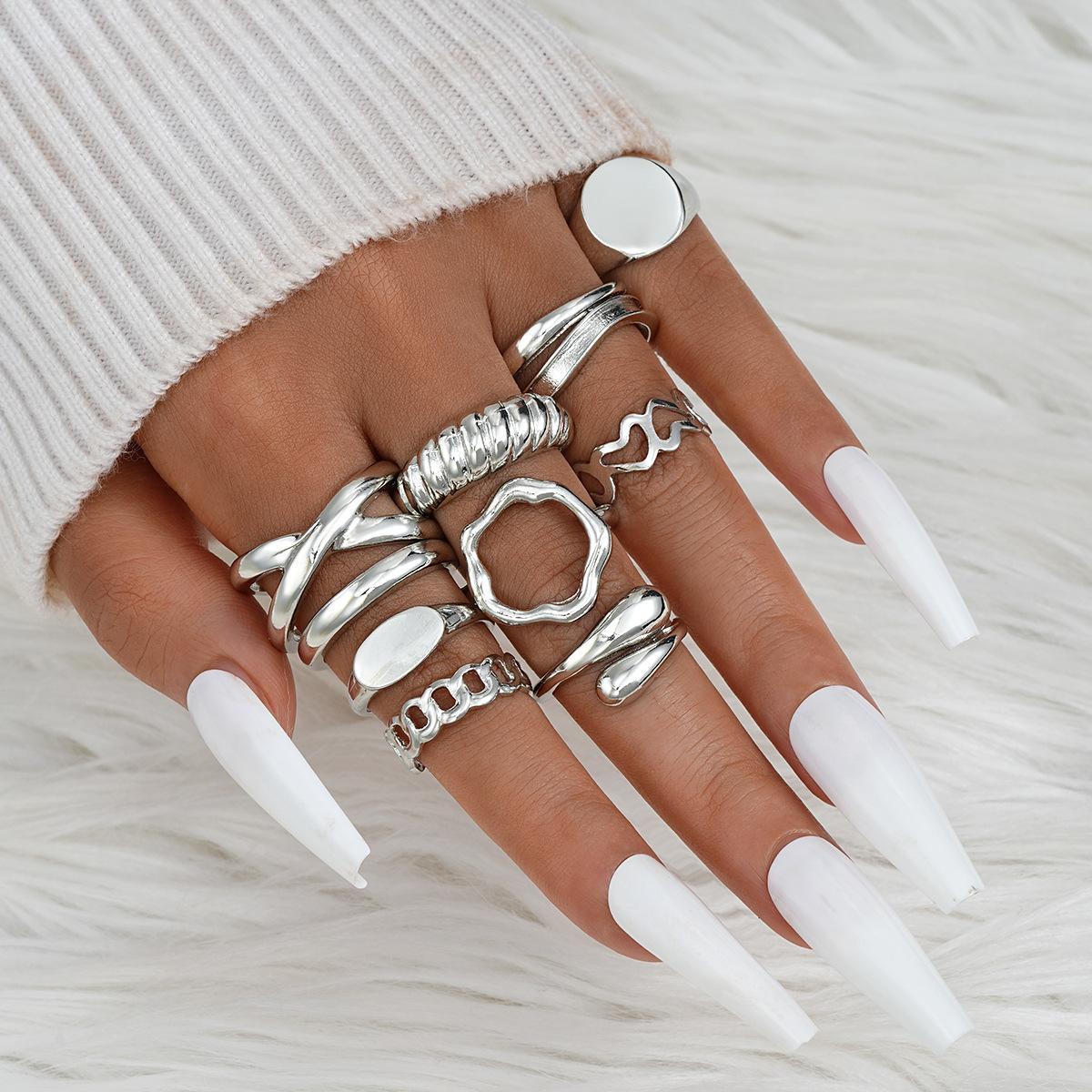 

14 Pcs Exaggerated Smooth Asymmetrical Rings Set For Women Vintage Geometric Rings Casual Everyday Wear Jewelry Gifts 2026 New