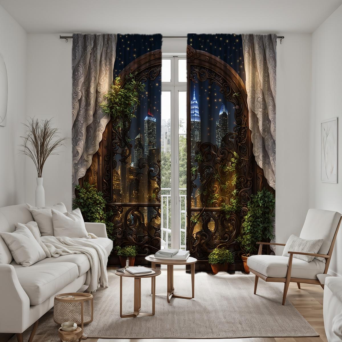 

2 шт. HD цифровой черный европейский ночной занавес, украшение для дома, стиль украшения, гостиная, спальня, эффект карниза для штор W52H63inchW132H160cm