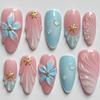 3D Handmade Resin Shell Pattern French Flower Almond-Shaped Wearable Nails - 24 Pieces