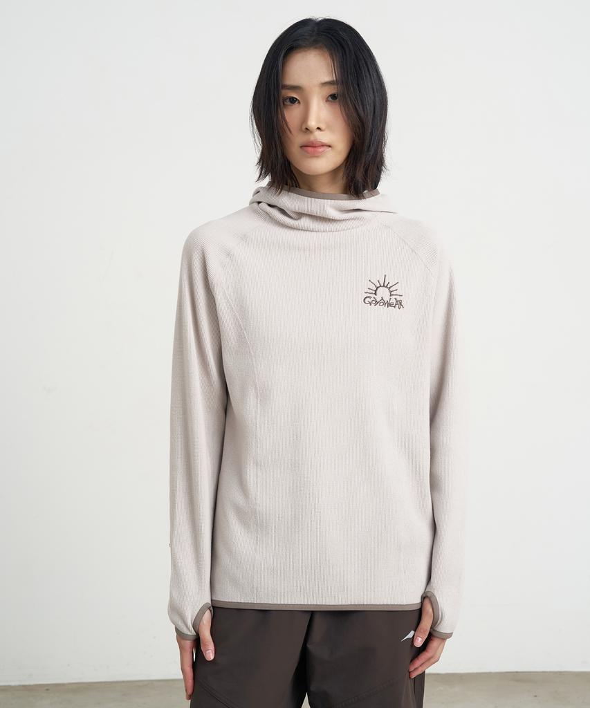 GOYOWEAR Relaxed Waffle Knit Hoodie (Light Gray)