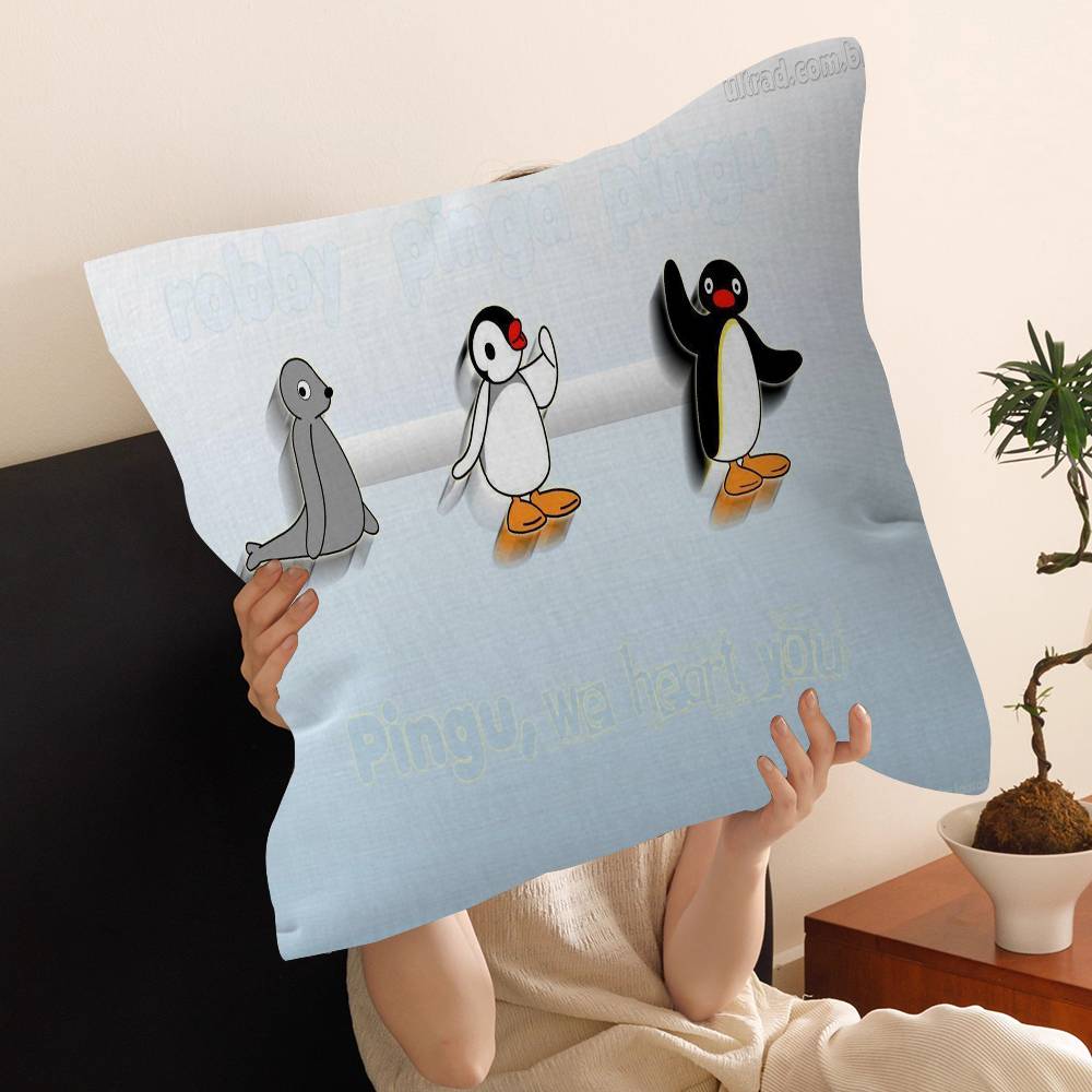 Cartoon P-Pingu P-Penguin Film Personalized picture text home decorative pillows Household Gifts 45x45cm