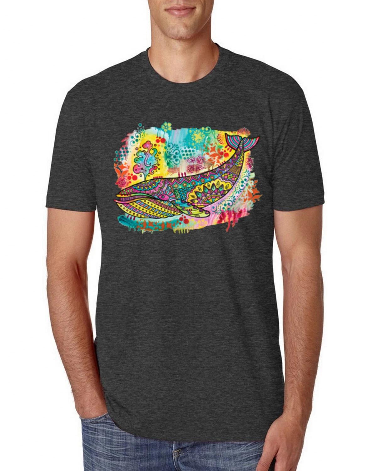 Rainbow Painted Blue Whale Dean Russo Design Men Premium Tri Blend T- Shirt M