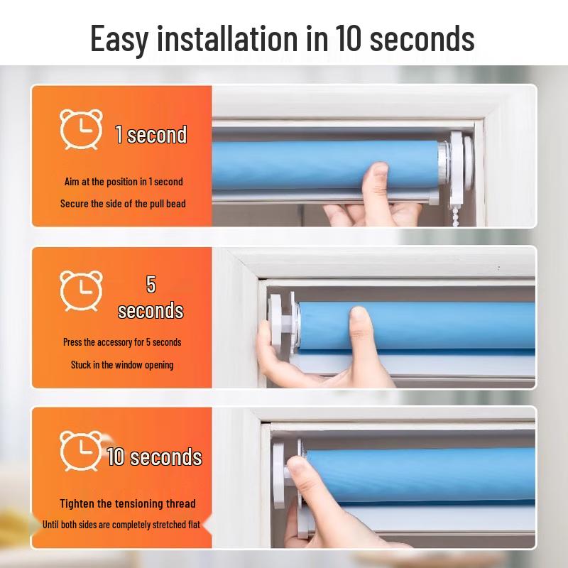No-Drill Blackout Roller Blind