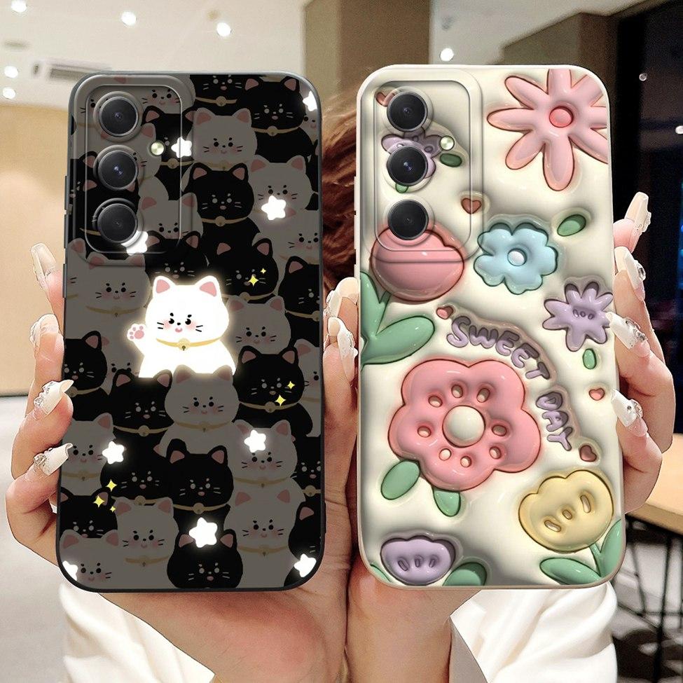For Samsung S23 FE S 23 Plus Ultra Case Cute Cat Luxury Funny Girl Silicone Phone Case For Samsung S23 Ultra Funda Coque Capa