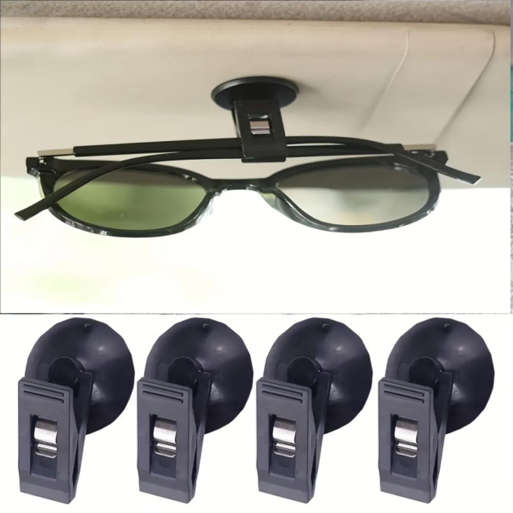 4pcs Car Suction Cup Clips - Strong Adhesive Window & Windshield Fixing Holder, Suitable for Sunshades & Bills - Durable Plastic No- Car Clips