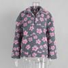 Fleece Floral Sweatshirt 2026 Fall Winter New Fashion Warm Fuzzy Pullover Crew Neck Long Sleeve Casual Top for Women