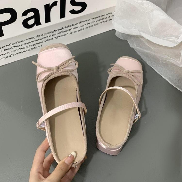 Silver Thick Heel Bow Half Slippers Women's Summer 2025 New Mary Jane Outer Wear Versatile One-word Bag Head Sandals