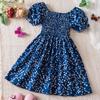 Children Clothing Girl Princess Dress Floral Casual Puff Sleeves Girls Dresses Summer Holiday Beach Clothes