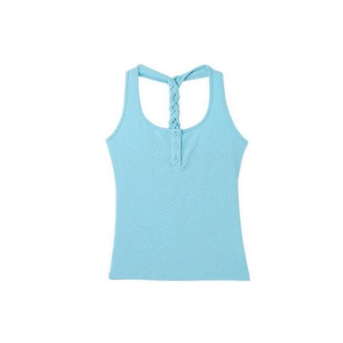 Dopamine blue sling vest women's summer wear backless design sense Spice girls wear slim fit beautiful sleeveless top