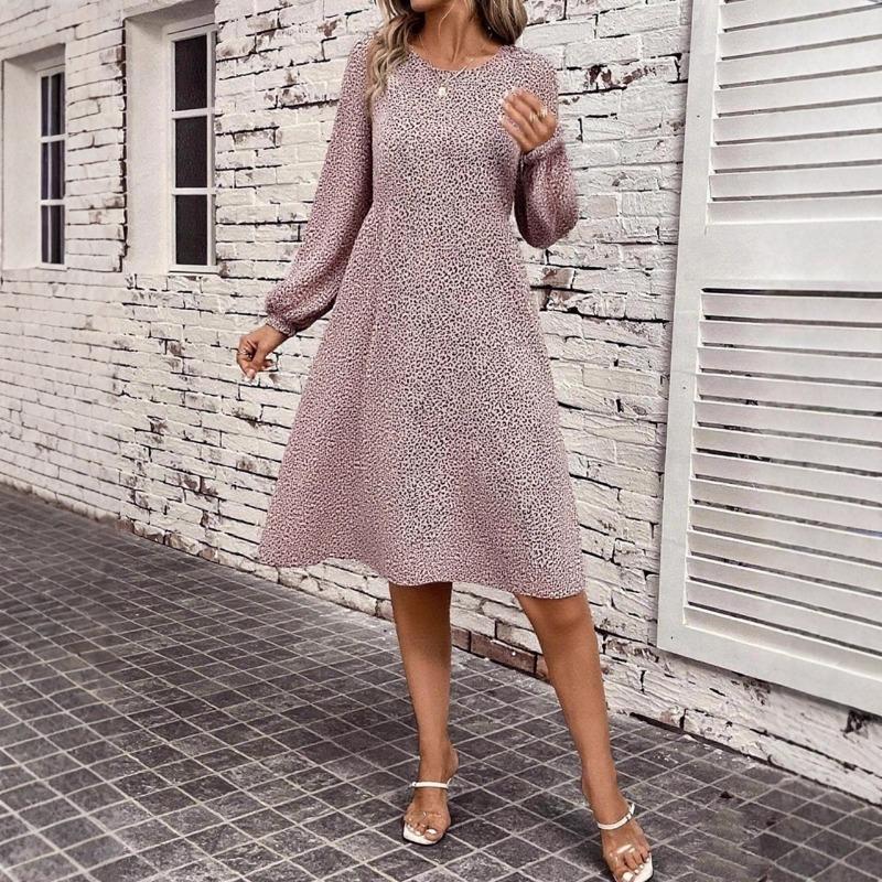 

Женское осенне-зимнее платье без рукавов с круглым вырезом и леопардовым принтом, свободное, повседневное, с длинными рукавами S светло-фиолетовый