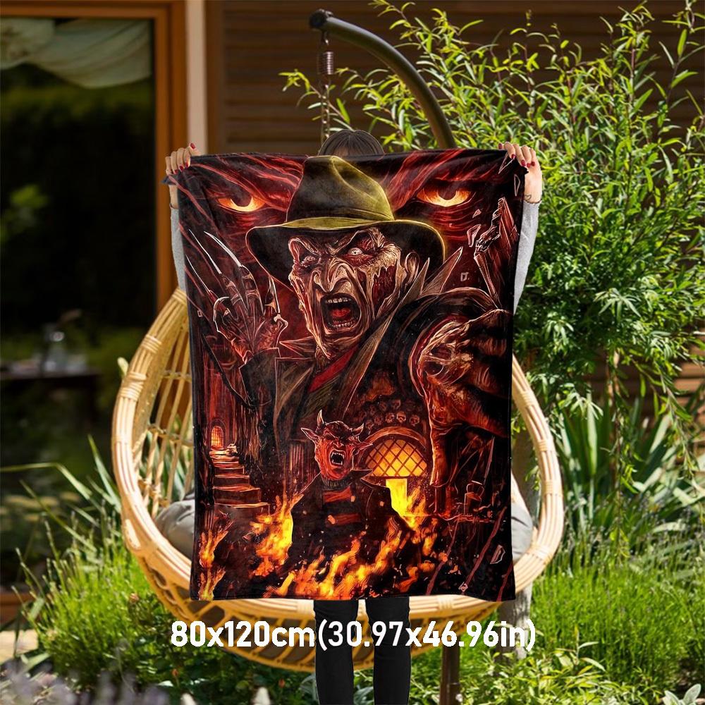 

1pc Freddy Krueger,Horror,Nightmare Blanket Throw Blanket,Soft Bedding Cover,Flannel Blankets, Travel,Camping,All Seasons Use 102762 80x120cm