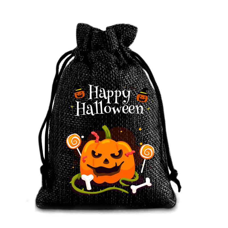 Halloween Kinder Zuckertüte Kürbis Geist Leinen Bündel Mundbeutel Geschenktüte Kordelzug Süßigkeitentasche Lager