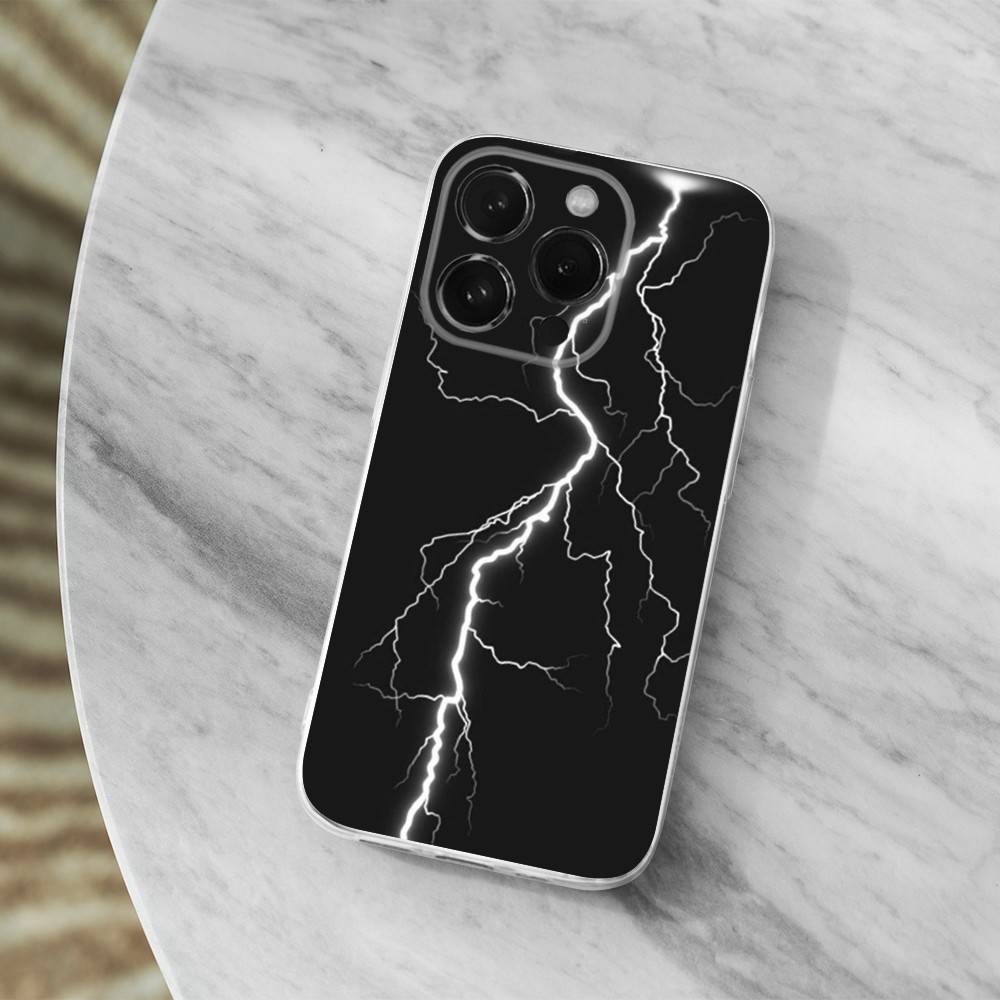 

Nature Thunderbolt Lightning Phone Case For iPhone,14,13,XR,SE,12,15,Pro,Max,Plus,11,17,16,X,XS,Mini Transparent Soft Cover iPhone15Plus