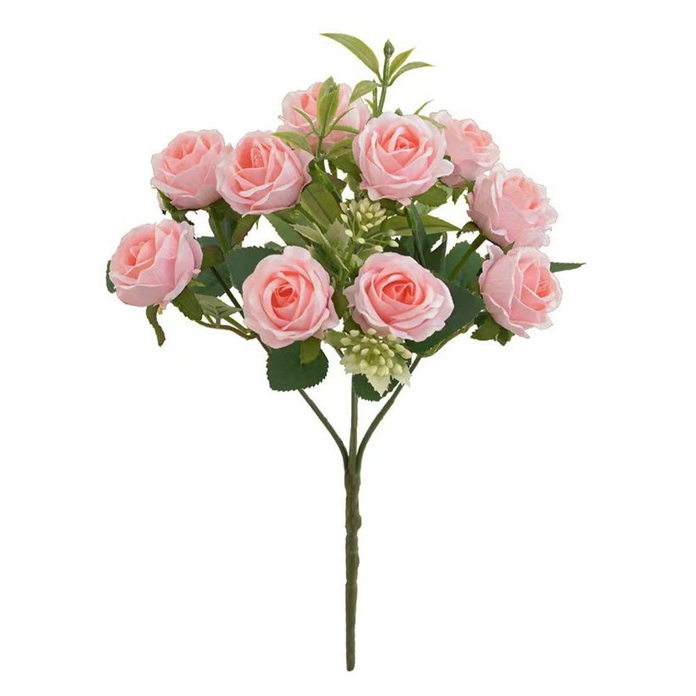

10 Heads Rose Artifcial Flower Multicolor Green Leaves Faux Flower Rose Photo Props DIY Simulation Rose Flower Home Decoration розовый