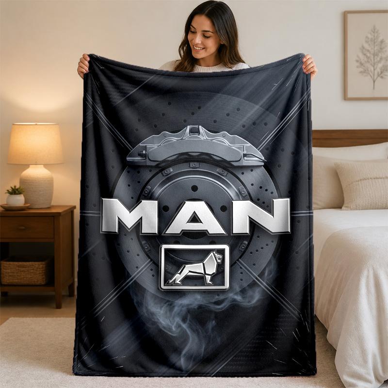 man truck Print Flannel Blanket Cozy Lightweight Plush Throw Blanket For Bed Sofa Household Use