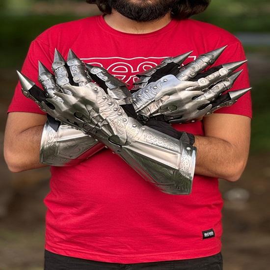 Перчатки Броня Рукавицы Хэллоуин Косплей Аксессуары Хэллоуин Ролевая игра Костюм Ларп — фото 5