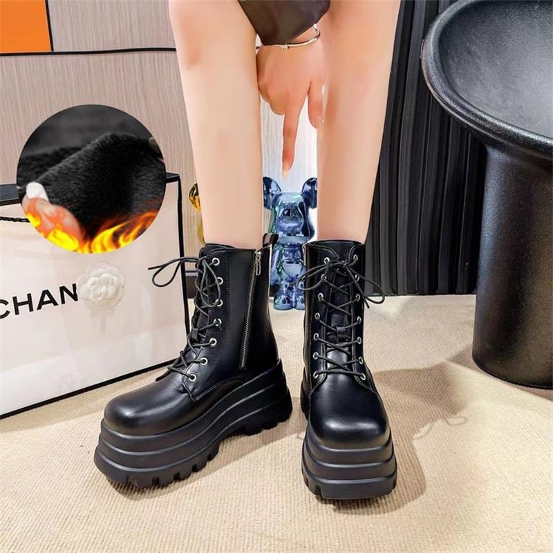 

cos увеличивающие высоту ботинки обувь для шоу комиксов показать ноги тонкие кожаные ботинки 9 см британские толстые подошвы новые короткие ботинки короткие ботинки Martin женские 42