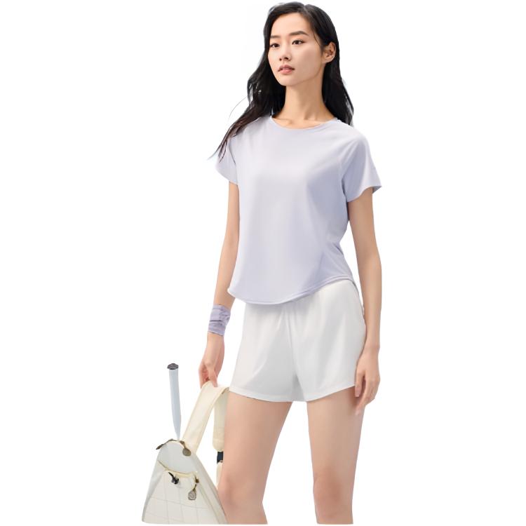 Anta Short Sleeve Knitted T-Shirt Summer Sports Women Tops Cool-Purple 962627111-3