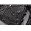 Chinese Size Motorcycle Cowhide Genuine Leather Jacket Men Slim Stone Milled Retro Jacket Calfskin Coat Men Moto Biker Riding Clothes