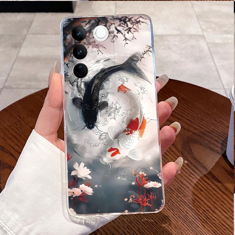 Case For Vivo V25e LATAM V27e V27 V 27 Pro 5G Casing Cute Love Heart Rabbit Funny Cover Clear TPU Silicone Soft Shell Phone Case