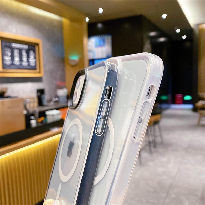 Custodia magnetica trasparente di moda di lusso per iPhone 15 14 13 12 11 Pro Max Cover antiurto