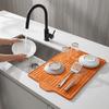 Silicone Dish Drying Mat for Kitchen Worktops – Heat-Resistant & Non-Slip Dish Drain Pad with Built-In Drain, Dishwasher-Safe