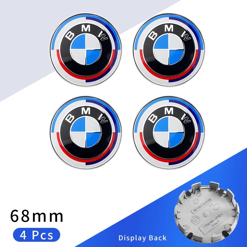 4 pezzi 68mm Tappo Centrale Ruota Auto Logo Distintivo Mozzo Copriruota Per BMW E46 E38 E60 E90 E93 F20 F30 X3 X5 Blu Bianco Nero Anniversario