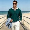 Chemise décontractée à manches longues pour homme, aspect tricot rétro, pour l'automne et l'hiver