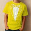 T-shirt a maniche corte con girocollo per ragazzo con stampa di coda bianca e papillon
