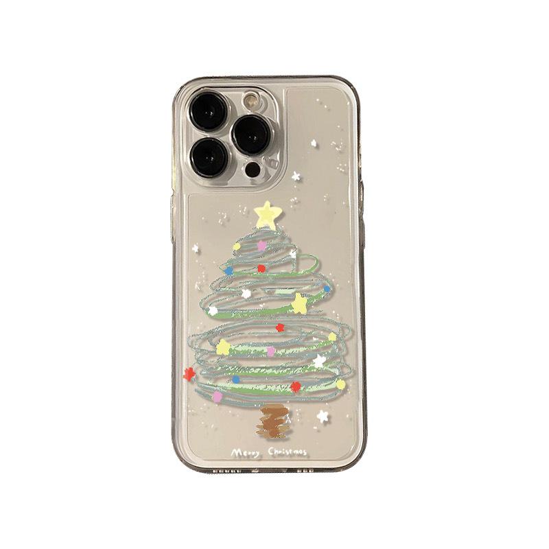 Christmas Tree Drawing iPhone Case - Compatible with iPhone 16/15/12/11/XR, Full Coverage, Soft, Drop Protection