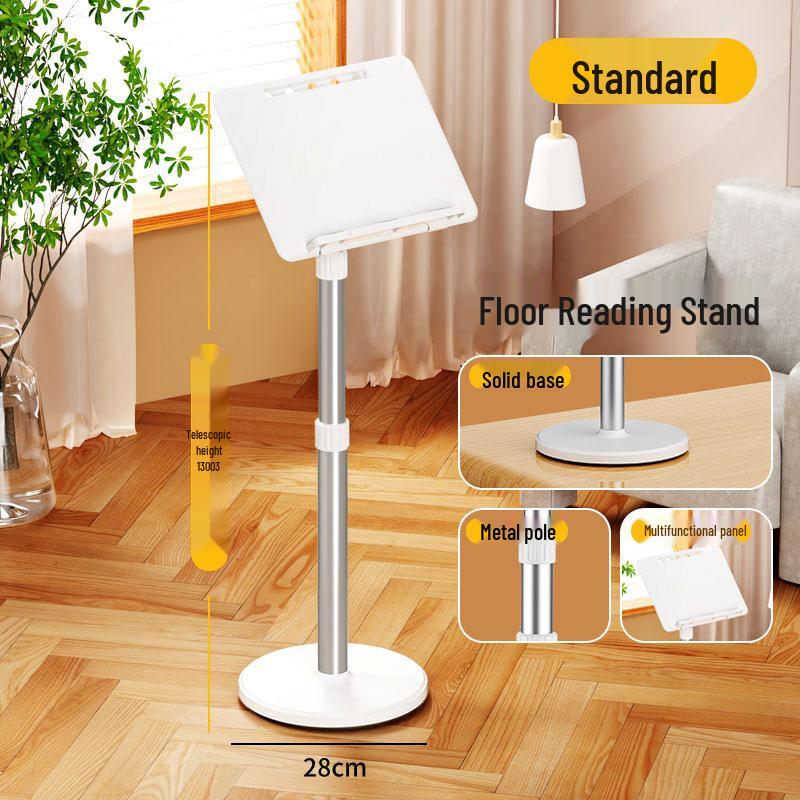 Adjustable Floor-standing Reading Stand with Telescopic Bookshelf