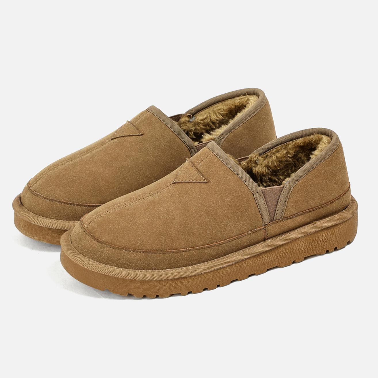 

Мужские зимние мокасины с подкладкой из искусственного меха, зимние сапоги из искусственной замши, теплая и удобная домашняя обувь для отдыха на открытом воздухе, нескользящие короткие ботинки для ходьбы, обувь для мужчин 44