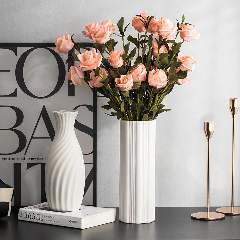 Modern Nordic White Ceramic Vase - Light Luxury Ins Style for Home Decoration and Flower Arrangement