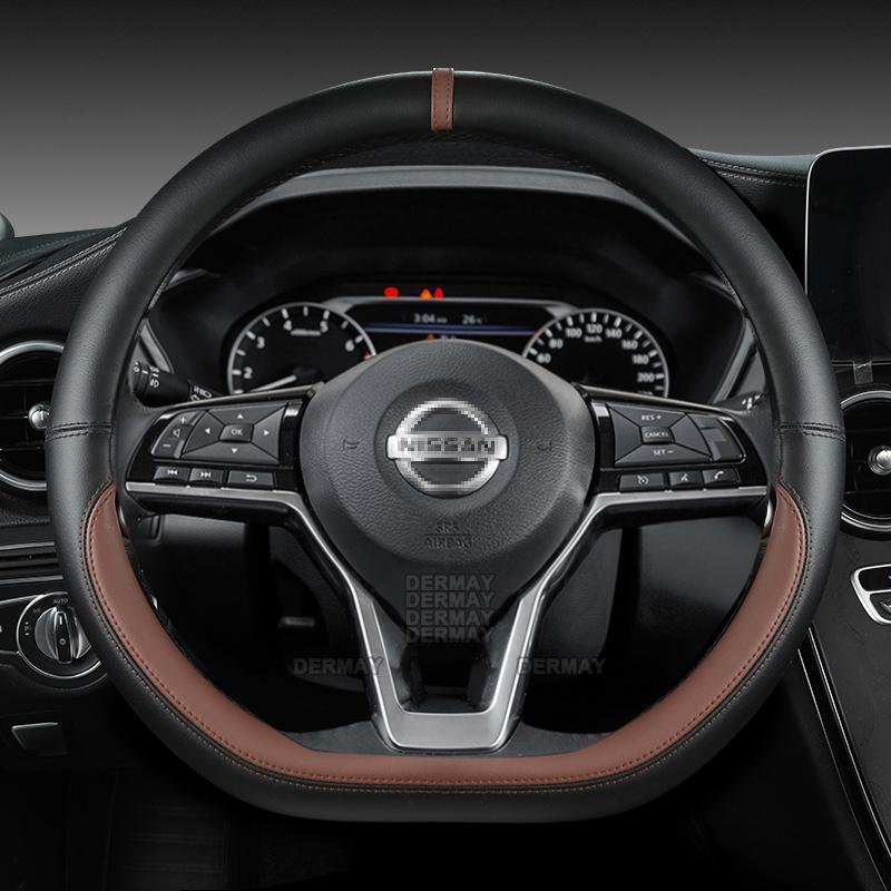 Für Nissan Kicks P15 D15 2016 ~ 2023 PU-Leder-Autolenkradabdeckung D-Form Viele Farben Schneller Versand Autozubehör