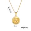 New North 12 Zodiac Sign Necklace Stainless Steel Fashion Jewelry Ancient Roman Coin Relief 12 Zodiac Pendant Necklace Women