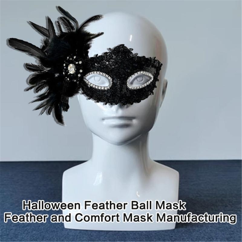 Halloween Costume Mask Feather Mask Masquerade Mask Party Mask Venetians Mask Rhinestones Mask Half Face Mask