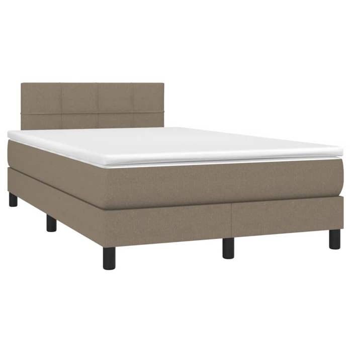 Exclusive House - Slatted Bed Base with Taupe Mattress 120x190 Cm Fabric