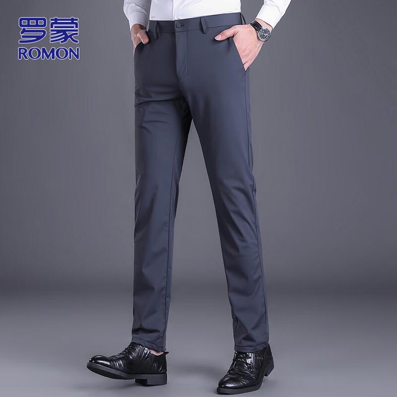 ROMON Men's Autumn/Winter Straight Fit Business Casual Pants