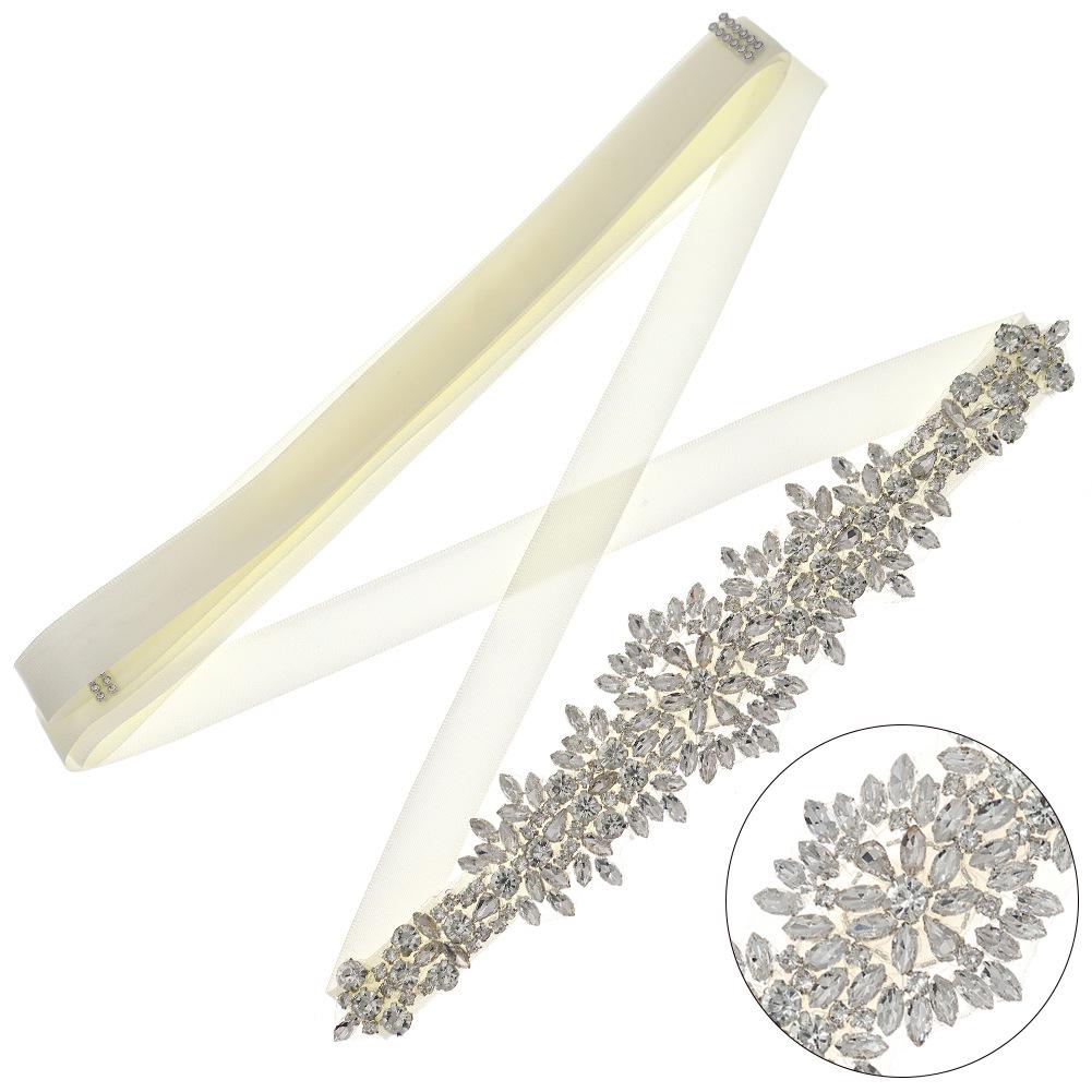 Elegant Rhinestone Flower Bridal Waistband for Wedding Dress or Evening Gown