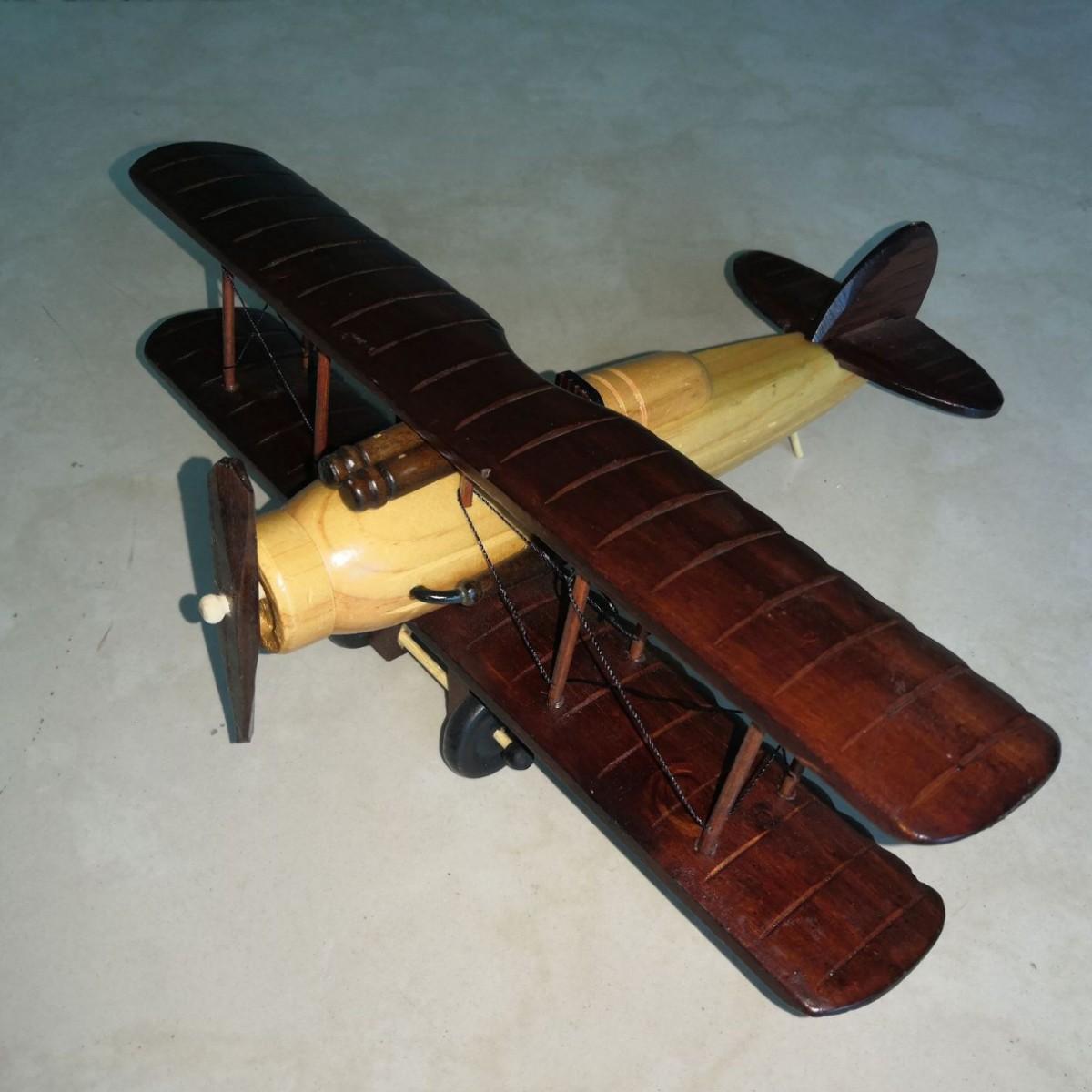 

Винтажная деревянная модель самолета - Ручная работа, настольный декор, деревенский дисплей для дома и офиса и уникальный авиационный подарок