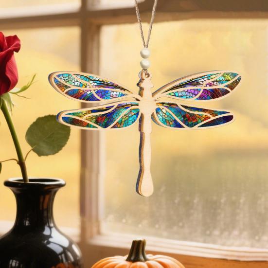 Dragonfly Hanging Ornament Sun Catcher Decorative Pendant Christmas Tree Decoration