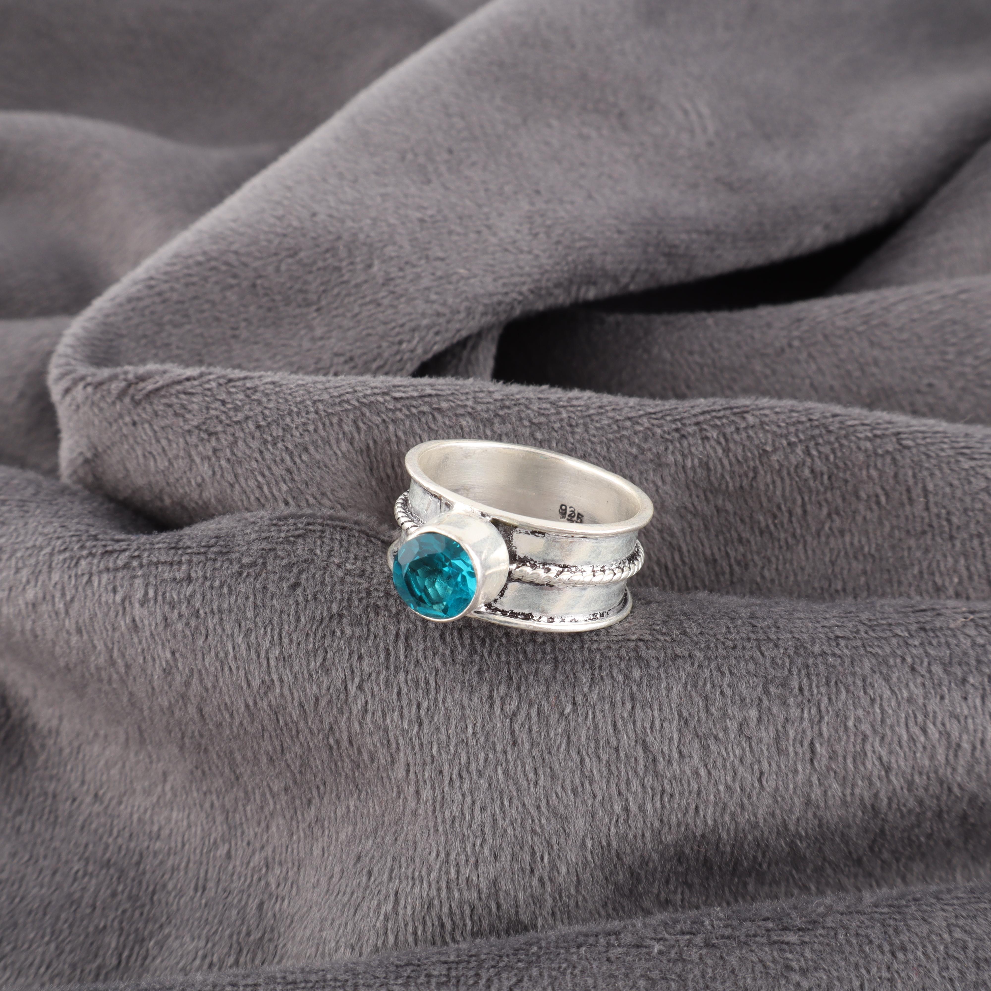 

Апатит Ювелирные изделия из серебра ручной работы, Кольцо из стерлингового серебра 925 пробы, Красивое кольцо с драгоценным камнем ручной работы, Кольцо с апатитом Подарок для нее 12 синий